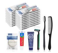 HQSLsund Kit de aseo de viaje a granel, kit de higiene personal desechable 6 en 1, kits de aseo básico para hombres y mujeres, suministros de cuidado para personas sin hogar, kit de caridad para