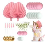 Hqunjikp Decoraciones para tartas de bolas, bolas de abanico pequeñas, decoración de pasteles, bolas de perlas, suministros para fiestas de cumpleaños, bolas de espuma para decoración de bodas