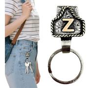 Hqunjikp Llaveros con inicial - Llavero vintage con clip de bolsillo | Llavero hecho a mano para hombres, familia, fanáticos, cinturón, San Valentín, viajes, vacaciones, Z, Refer to description