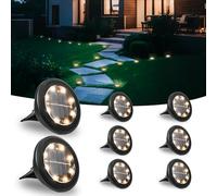 Hqynss 8 Paquetes Luces Solares LED Exterior Jardin Suelo, 8 LED Luz Solar Exterior Jardin, luz solar IP65, IP65 Impermeable Lamparas Solares Suelo Camino, Patio, Césped, Terraza (Blanco Cálido)