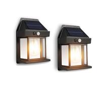 Hqynss Lámparas Solares de Pared para Exterior con Sensor de Movimiento (2 Piezas) - Farola Solar Impermeable IP65, 3 Modos Luz Cálida LED Sin Cables para Jardín, Garaje, Porche, Balcón