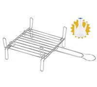 HR Hogar - Parrilla para Barbacoa de Acero Zincado Doble, 25x25 cm - Fabricado en Europa - Regalo Salsera 250 mL - Fácil limpieza, Resistente y Duradera