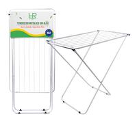 HR Hogar Tendedero de Ropa Plegable Sin Alas de Acero Blanco con Superficie de Secado 10m - Ligero y Compacto con Patas Antideslizantes con Fácil Plegado para Pequeños Espacios - Fabricado en Europa