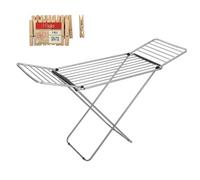 HR Hogar - Tendedero Plegable con Alas, de Mezcla Acero/Aluminio Resistente - Fabricado en Portugal - 20 Pinzas de Regalo | Ligero, Compacto, Superficie Tendido 18 m