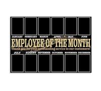 HR Office Decor Employee of the Month Canvas Board 12-Month Photo Frame for Team Building Company Culture(Framed,08X12inch(20X30cm))