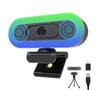 Hrayzan Cámara web 2K para PC con micrófono/anillo de luz, cámara de