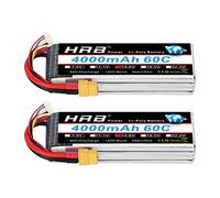 HRB - 2 baterías 4S Lipo de 14,8 V, 4000 mAh, 60 C, XT60, conector A+, batería Lipo para RC Truggy, dron, barco, camión, multirotores, hexacopter, octópteros, aviones