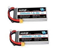 HRB 2pc 2200mAh 7.4V 2S 30C LiPo Batería con Enchufe XT60 Compatible con RC Traxxas 1/16 E-Revo VXL Summit Slash Losi 1/14 Mini 8ight y RC Cars