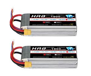 HRB 2pcs 1800mAh 6S 22.2V 50C Batería LiPo con XT60 a Deans T Conector para SAB380 Alinear 470 ALZRC Devil 380 480 RC Helicóptero Avión Automóviles Camiones Buggy Truggy Multicopter Drones