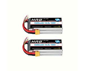 HRB 2PCS 4S 14.8V 1500mAh 100C Batería de lipo con Enchufe XT60 para RC Helicóptero Avión Coche Barco Camión