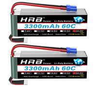 HRB 2pcs 6S 22.2V 3300mAh 60C Batería Lipo con Enchufe EC5 para RC Helicóptero Avión Coche Barco Barco