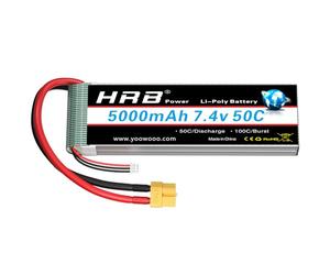 HRB 7.4V 5000mAh 50C XT60 Lipo Batería Compatible con RC Coche RC Avión RC Camión RC Barco