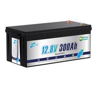 HRBEENERGY 12V 300AH LiFePO4 batería, 3480Wh batería de litio con cargador, seguro incorporado BMS Protect, 7000+ recarga de ciclo profundo, ideal para RV solar marina off-grid
