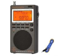 HRD-747 SSB Radio de onda corta FM estéreo con reloj y antena de cable de 10 pies Banda AM sintonización digital Receptor de radio portátil Tecnología de carga USB 1000 Frecuencias de radio Memoria