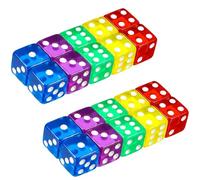 HREDZEO 20 Pcs 16mm Dados 6 Caras, 5 Colores Translúcidos, Juego de Dados para Juegos de Mesa y Enseñanza de Matemáticas