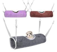 Hreyywo 3 Piezas Jaula Hamaca HuróN Ocultar TúNel CáLido Rata Animales PequeñOs Juego Tubo Columpio Dormir Cama Colgante Escondite Juguete