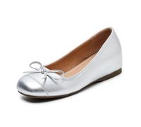 HRGKLMN Bailarinas de Verano para Mujer con Aumento Oculto, Elegantes Zapatos de Ballet con Lazo, cómodos Zapatos Planos para Oficina, Uso Diario, Fiesta y Boda,Silber,36 EU