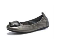HRGKLMN Bailarinas para Mujer cómodas, Zapatillas de Ballet de Cuero Suave Plegables, Zapatos Planos Transpirables Tipo mocasín para Oficina, Tiempo Libre y Viajes,Grau,41 EU