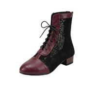 HRGKLMN Bottines Mujer Medios Malla Encaje Punta Redonda Tacón Bloque