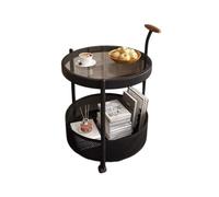 HRGKLMN Mesa Auxiliar para sofá con asa de Madera y 2 Niveles de Cesta de Almacenamiento, Carrito de Servicio rodante de Metal, mesita de Noche para sofá Dormitorio Mesa de café