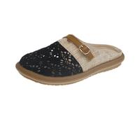 HRGKLMN Zapatillas de casa para Mujer Mules de Mujer Tejidas, Zapatillas de Verano Transpirables con Aspecto de Lino, Sandalias Planas Informales para el día a día y Vacaciones,Schwarz,37 EU