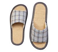 HRGKLMN Zapatillas de casa para Mujer, Sandalias Tipo Chancla para Hombre, Sandalias de Lino Mujer con diseño de Rejilla, cómodas Chancletas Antideslizantes Interiores, Calzado Ligero,Lila,38 EU