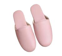 HRGKLMN Zapatillas de casa para Mujer y Hombre de Cuero, Pantuflas Suaves con Suela Antideslizante, Sandalias Cerradas para Interior y Exterior, cómodas Zapatillas,Rosa,42 EU
