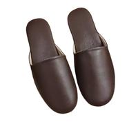 HRGKLMN Zapatillas de casa para Mujer y Hombre de Cuero, Pantuflas Suaves con Suela Antideslizante, Sandalias Cerradas para Interior y Exterior, cómodas Zapatillas,Braun,40 EU