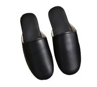 HRGKLMN Zapatillas de casa para Mujer y Hombre de Cuero, Pantuflas Suaves con Suela Antideslizante, Sandalias Cerradas para Interior y Exterior, cómodas Zapatillas,Schwarz,40 EU