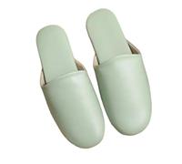 HRGKLMN Zapatillas de casa para Mujer y Hombre de Cuero, Pantuflas Suaves con Suela Antideslizante, Sandalias Cerradas para Interior y Exterior, cómodas Zapatillas,Grün,38 EU