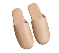 HRGKLMN Zapatillas de casa para Mujer y Hombre de Cuero, Pantuflas Suaves con Suela Antideslizante, Sandalias Cerradas para Interior y Exterior, cómodas Zapatillas,Caqui,38 EU