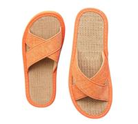 HRGKLMN Zapatillas de casa para Mujer, Zapatos de Verano, Sandalias Elegantes de Lino con Tira Cruzada, Chanclas Antideslizantes para Mujer para Sala de Estar y jardín,Naranja,40 EU