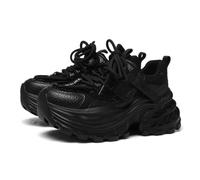 HRGKLMN Zapatillas de Plataforma para Mujer Retro Chunky Dad con tacón Alto, Deportivas y de Moda para Uso Diario y Paseos,Negro,36 EU