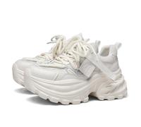 HRGKLMN Zapatillas de Plataforma para Mujer Retro Chunky Dad con tacón Alto, Deportivas y de Moda para Uso Diario y Paseos,Beige,36 EU