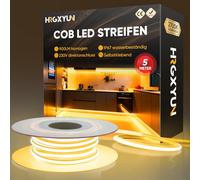 HRGXYUN 230 V COB Cinta LED exterior, 240 LEDs IP67 impermeable autoadhesiva, tira LED 900 LM sin transformador flexible para dormitorio, cocina, exterior, decoración, 2700 K, color blanco cálido, 5 m
