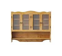 hrijusdif 100 cm Retro 4 Door Wall Mounted Cabinet, Featuring Two Layers of Storage Space and An Open Hook Rack Space, Suitable for Bathrooms, Kitchens, Dining Rooms, Natural