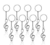 Hrippy 10 Pcs Nota Musical Llave De Llave Símbolo De Metal Símbolo Llave Anillo De Llavero Bacilo