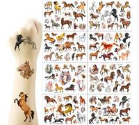 Hrippy 8 Sábanas Caballos Tatuajes Temporales para Niños Favores De Fiesta De Caballos