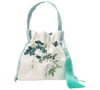 Hrippy Bolso De Estilo Chino, Bolso con Cordón Vintage Literario, Bordado De Flores, Bolso Hanfu, Bandolera Mensajero Antigua