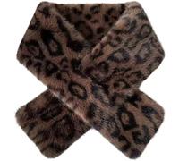 Hrippy Bufanda De Cuello Rectangular para Mujer, Cálida Y Gruesa, con Estampado De Leopardo Y Forro De Piel Sintética.
