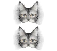 Hrippy Kit De 2 Máscaras De Gato para Hacer Tú Mismo, Máscara De En con Malla Peluda Y para Ojos, Kit para Hacer Máscaras De Therian para Cosplay.