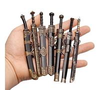 Hrippy Mini Llave De Espada para Hombres Antiguos con Vaina Patrón Decorativo De Arma De Hoja Sin Cortar Modelo Recolección De Cuchillo De Chinita Colgante