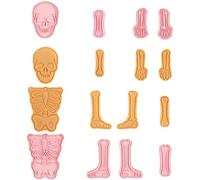 Hrippy Molde Cortador De Galletas De Esqueleto De Cuerpo Humano para Halloween, para Hornear Pasteles, Fondant, Galletas 3D De Plástico, Sello, Prensa, Molde, Émbolo