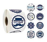 Hrippy Pegatizas Felices del Día del Padre 500pcs Etiquetas De Etiqueta De Regalo De Rollo De Forma Redonda De Forma Redonda para Tarjetas De Artesanía De Bricolaje