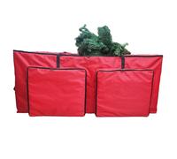 hristmas Tree Storage Box - Extra Large Holiday Organizer Bin for Decorations, Clothing with Reusable Function, Winter Storage Bag for Wreath Toys Bedding, Red Black and Green