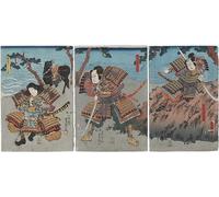HRJUBWREE Cartel Lienzo Impresión Lienzo Moderno Pintura Pared Arte Cuadro Actores Nakayama Bungoro Ii como Hirayama Mushadokoro Sueshige R de Utagawa Kunisada para Decoración de Paredes 60x90cm