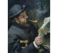 HRJUBWREE Cartel Lienzo Impresión Lienzo Moderno Pintura Pared Arte Cuadro Claude Monet leyendo un periódico de Pierre Auguste Renoir para Decoración de Paredes 60x90cm