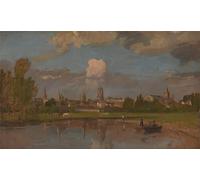 HRJUBWREE Cartel Lienzo Impresión Lienzo Moderno Pintura Pared Arte Cuadro Desde el río con la iglesia de Cristo en primer plano por Mallord William Turner para Decoración de Paredes 60x90cm