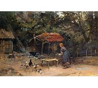 HRJUBWREE Cartel Lienzo Impresión Lienzo Moderno Pintura Pared Arte Cuadro el Chicken Run de Emile Charles Dameron para Decoración de Paredes 60x90cm