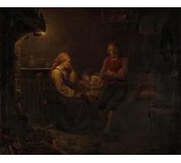 HRJUBWREE Cartel Lienzo Impresión Lienzo Moderno Pintura Pared Arte Cuadro El niño enfermo de Adolph Tidemand para Decoración de Paredes 60x90cm